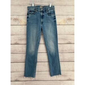 Mother Mid Rise Dazzler Ankle Fray Jeans Womens 30 Blue Medium Wash Denim